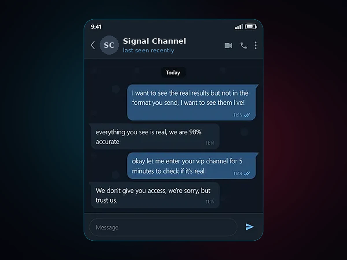 Signal channel refusing to show live VIP results before payment